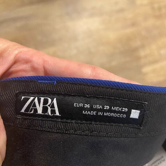 Zara Womens Cuffed Dopamine Chic Pleated Trousers Size 29 Blue Hipster Mod NWT - Picture 4 of 10